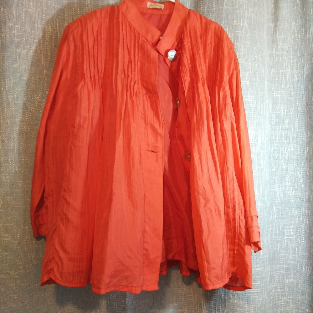 Cupcake Orange Silk Mandrin Blouse Top Vintage
